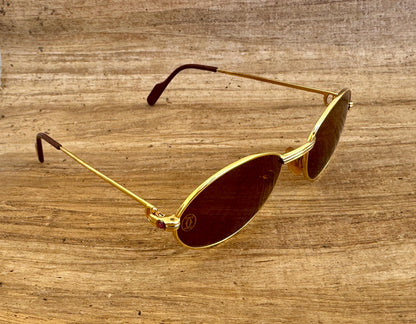 Vintage Cartier Saint Honore Limited Series Sunglasses W/Sapphire Ruby Stone