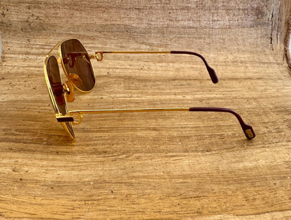 Vintage Cartier Vendome Santos Sunglasses Laque Paris Brown Cartier lenses