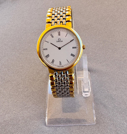 Omega De Ville White Roman Dial Date Watch 90's