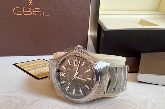 Ebel Wave 033141037 Rare Black Dial Mens Watch Full Set 42mm Full Set