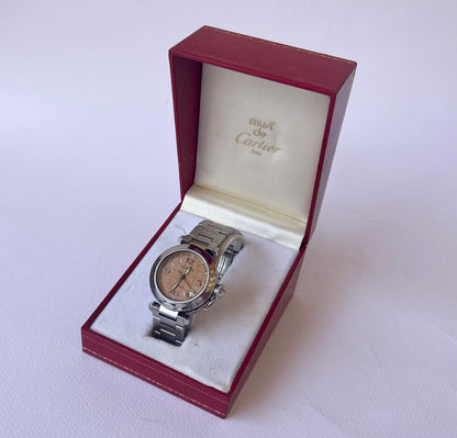 Cartier Pasha C Steel Salmon Grid Dial 35mm 2324 Automatic Watch Boxed