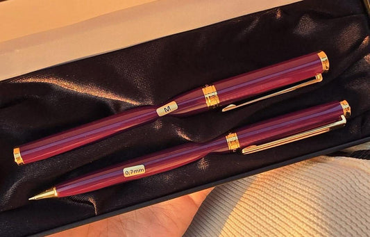 Rare Set Of Two Montblanc Noblesse Oblige Red GT Fountain Pen And Mechanical Pencil  In Box 90's