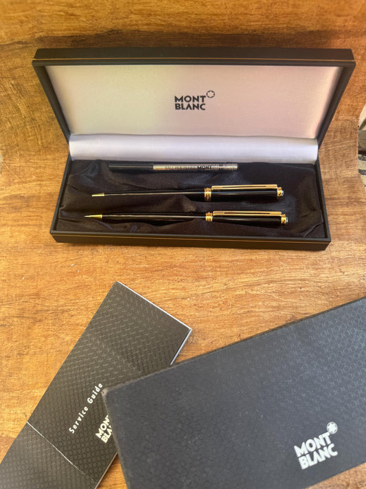 Rare Set Of Two Montblanc Noblesse Black GT Rollerball And Mechanical Pencil In Box