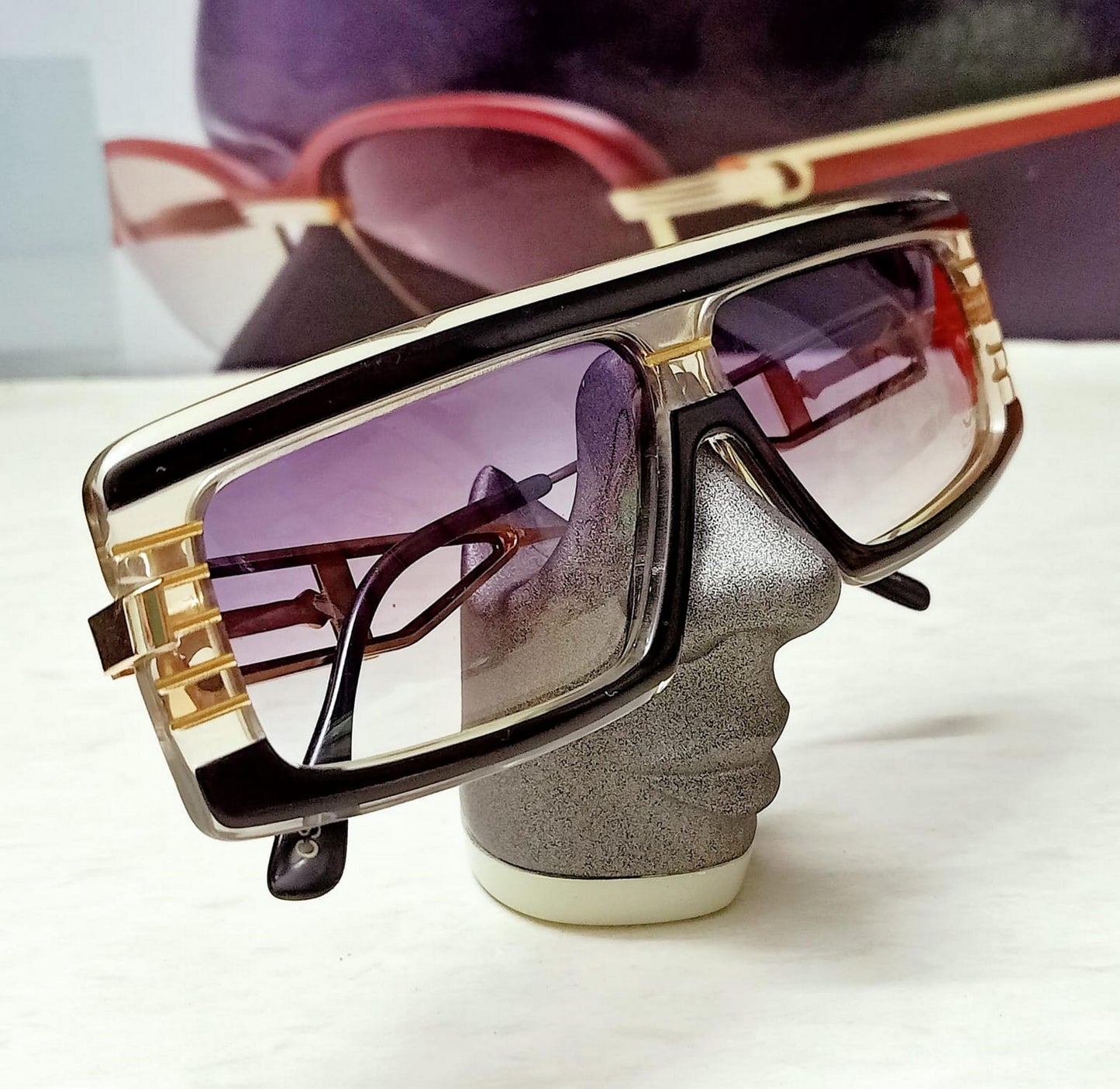Excellent Vintage Claudia Carlotti 80s  CS110 Sunglasses HANDMADE France BLACK /GOLD