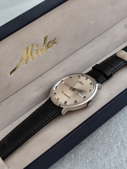 Vintage NOS Mido Commander Ocean Star Commander Datoday 8419 Automatic Watch Old Stock Boxed