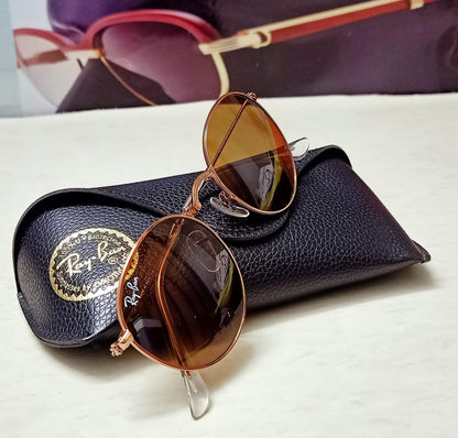 Ray Ban Pink Gold (Bronze) Foldable Round Sunglasses RB 3532 Glass Made in Italy Rare Original Rayban Lenses sunglasses