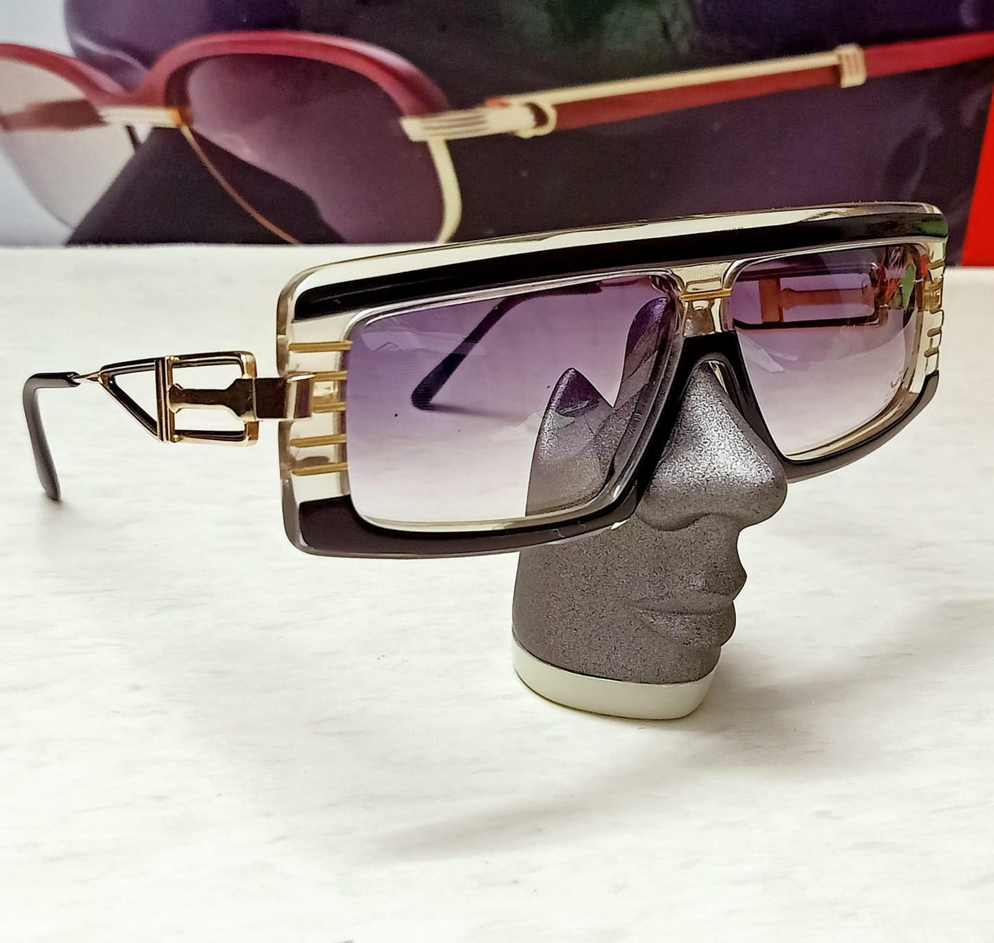 Excellent Vintage Claudia Carlotti 80s  CS110 Sunglasses HANDMADE France BLACK /GOLD