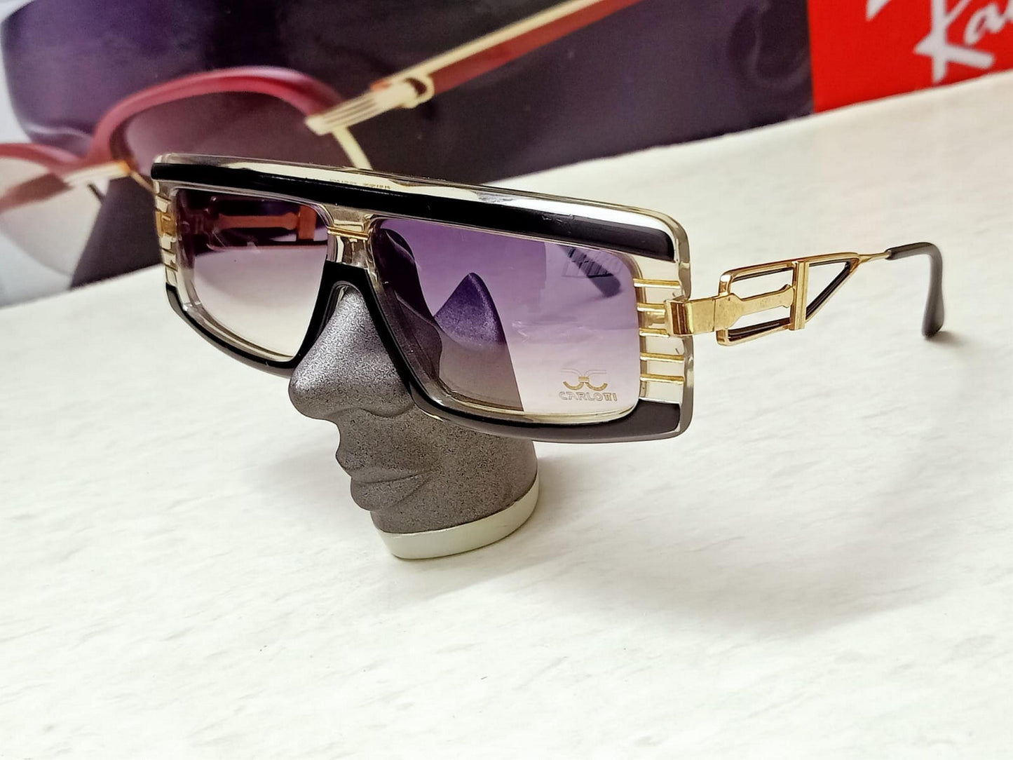 Excellent Vintage Claudia Carlotti 80s  CS110 Sunglasses HANDMADE France BLACK /GOLD