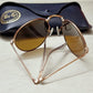 Ray Ban Pink Gold (Bronze) Foldable Round Sunglasses RB 3532 Glass Made in Italy Rare Original Rayban Lenses sunglasses