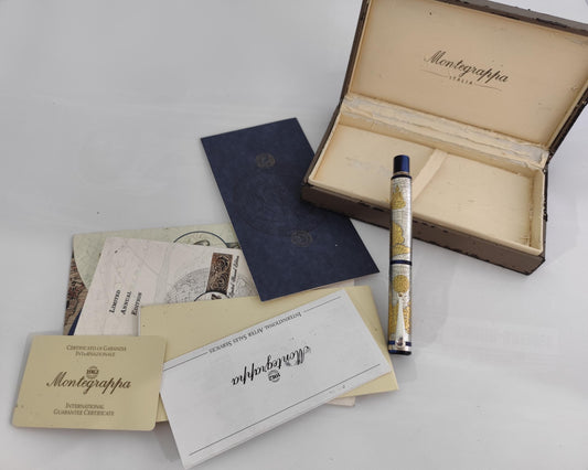 Montegrappa Gea 2001 Limited Edition Sterling Silver 18K M Nib Fountain in Box