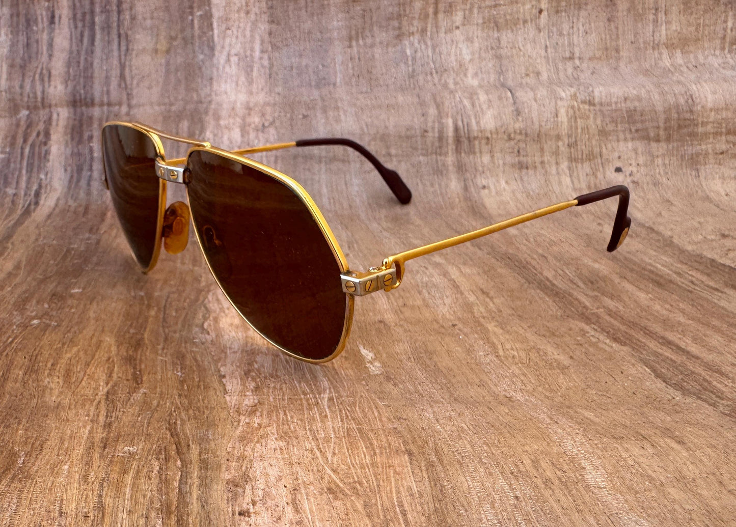 Excellent Vintage Cartier Vendome Santos Aviator Sunglasses IN original Hard Case