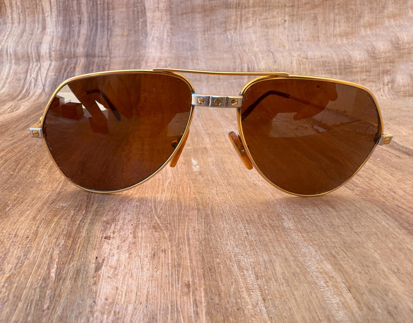 Excellent Vintage Cartier Vendome Santos Aviator Sunglasses IN original Hard Case