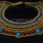 Beautiful Egyptian Beaded Cleopatra 7 Scarabs Necklace Collar