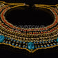 Gorgeous Egyptian Beaded Cleopatra 7 Scarabs Necklace Collar