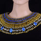 Charming Egyptian Beaded Cleopatra 9 Scarabs Necklace Collar