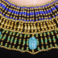 Lovely Egyptian Beaded Cleopatra 9 Scarabs Necklace Collar