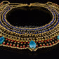 Egyptian Beaded Cleopatra 9 Scarabs Necklace Collar