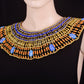 Lovely Egyptian Beaded Cleopatra 9 Scarabs Necklace Collar  scarab Collar Egyptian Jewelry beaded Collar Khepri Necklace Khepri