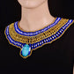 Alluring Egyptian Beaded Cleopatra Large Scarabs Necklace Collar