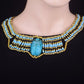 Egyptian Beaded Cleopatra Large Scarab Necklace Collar