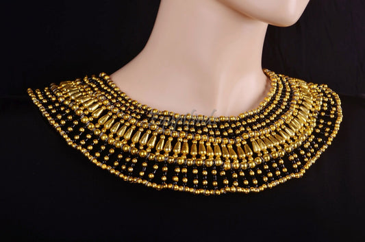 Elegant Egyptian Black & Gold Cleopatra Necklace