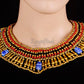 Pretty Egyptian Hand Made Red Cleopatra 5 Scarabs Necklace scarab Collar Egyptian Jewelry beaded Collar Khepri Necklace Khepri