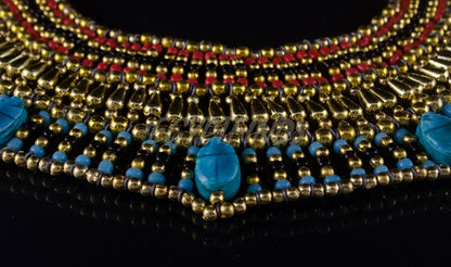 Egyptian Hand Made Beaded Cleopatra 7 Scarabs Necklace Collar  scarab Collar Egyptian Jewelry beaded Collar Khepri Necklace Khepri