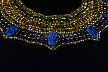 Delicate Egyptian Beaded Cleopatra 7 Scarabs Necklace Collar Necklace Collar scarab Collar Egyptian Jewelry beaded Collar Khepri Necklace
