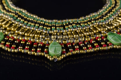 Egyptian Beaded Cleopatra 7 Scarabs Necklace Collar scarab Collar Egyptian Jewelry beaded Collar Khepri Necklace Khepri