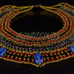 Charming Egyptian Beaded Cleopatra 7 Scarabs Necklace Collar