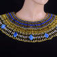 Charming Egyptian Beaded Cleopatra 9 Scarabs Necklace Collar