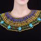 Lovely Egyptian Beaded Cleopatra 9 Scarabs Necklace Collar