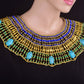 Lovely Egyptian Beaded Cleopatra 9 Scarabs Necklace Collar