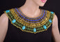 Lovely Egyptian Beaded Cleopatra 9 Scarabs Necklace Collar
