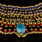 Egyptian Beaded Cleopatra 9 Scarabs Necklace Collar