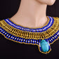 Alluring Egyptian Beaded Cleopatra Large Scarabs Necklace Collar