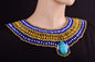 Alluring Egyptian Beaded Cleopatra Large Scarabs Necklace Collar