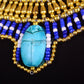 Alluring Egyptian Beaded Cleopatra Large Scarabs Necklace Collar