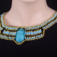 Egyptian Beaded Cleopatra Large Scarab Necklace Collar
