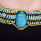 Egyptian Beaded Cleopatra Large Scarab Necklace Collar
