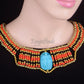 Egyptian Beaded Cleopatra Large Scarab Necklace Collar Halloween