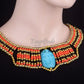 Egyptian Beaded Cleopatra Large Scarab Necklace Collar Halloween