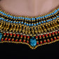 Pretty Egyptian Beaded Cleopatra 7 Scarabs Necklace Collar