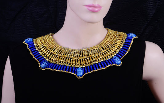 Cute Egyptian Beaded Cleopatra 7 Scarabs Necklace Collar  scarab Collar Egyptian Jewelry beaded Collar Khepri Necklace Khepri