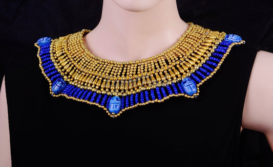 Cute Egyptian Beaded Cleopatra 7 Scarabs Necklace Collar  scarab Collar Egyptian Jewelry beaded Collar Khepri Necklace Khepri