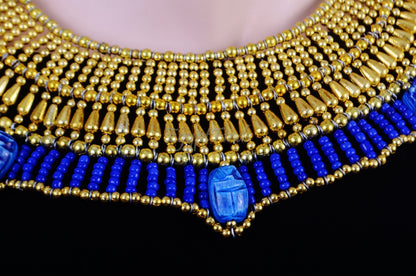 Cute Egyptian Beaded Cleopatra 7 Scarabs Necklace Collar  scarab Collar Egyptian Jewelry beaded Collar Khepri Necklace Khepri