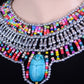 Chiny Egyptian Silver Beaded Cleopatra Large Scarabs Necklace Collar
