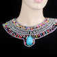 Chiny Egyptian Silver Beaded Cleopatra Large Scarabs Necklace Collar