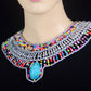 Chiny Egyptian Silver Beaded Cleopatra Large Scarabs Necklace Collar