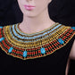 Lovely Ancient Egyptian Beaded Cleopatra 9 Scarabs Necklace Collar
